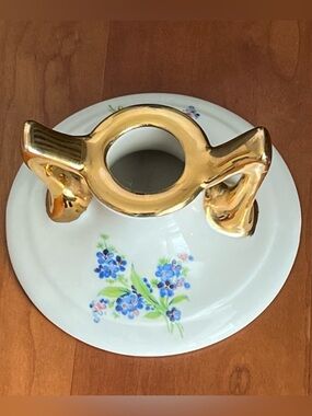 22k Gold Floral 
Porcelain Candle Stick Holders Vintage Set of 2